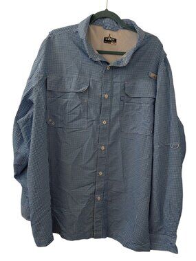 Habit Mens Blue Gingham Button-Up Outdoor Shirt With Pockets Size L